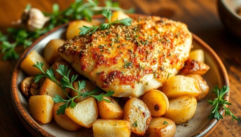 Garlic Parmesan Chicken and Potatoes (One-Pan Dinner)